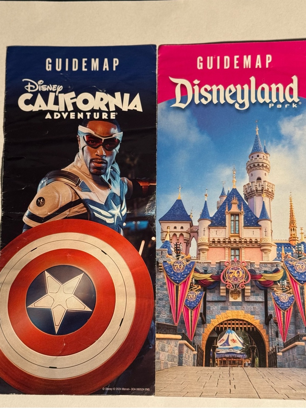 Disneyland Park Guidemap Lot * 2024 DCA & 2025 70th Anniversary * 2 Maps